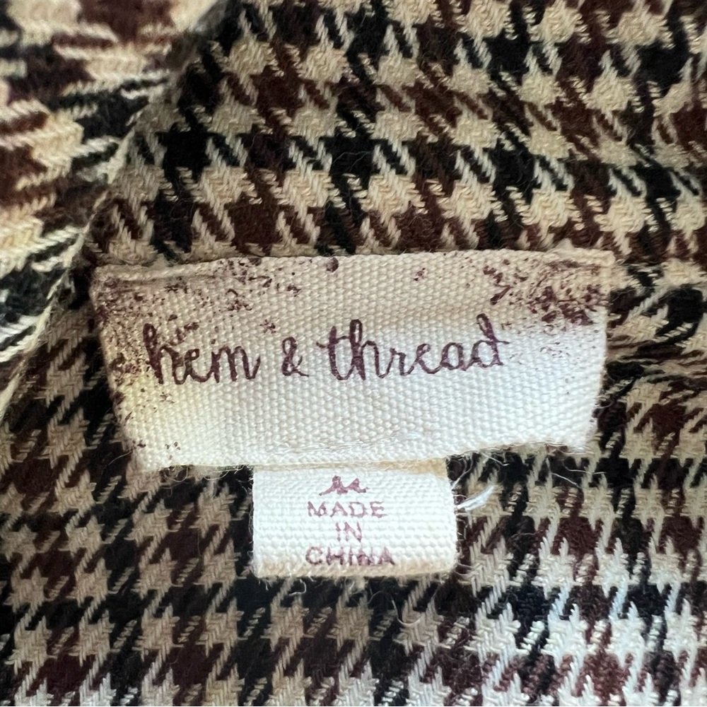 Hem & Thread Houndstooth Button Front Shirt Jacke… - image 4